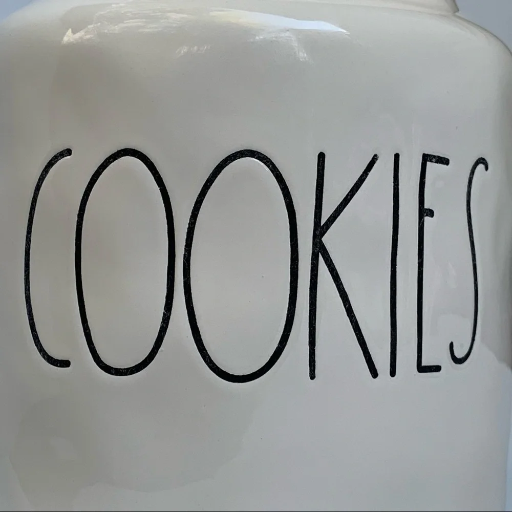 Rae Dunn COOKIES Canister Jar Ceramic 8 Inch Tall Chubby Dimples NWT 2017 OG HTF - Picture 3 of 15